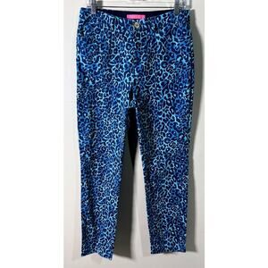 Lilly Pulitzer Kelly Stretch Pant‎ Oyster Navy Bay My Favorite Spot Size 10